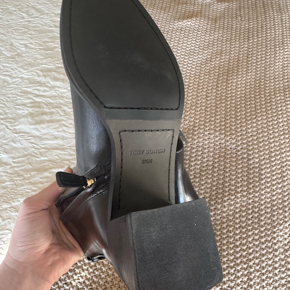 Tory Burch Glossy Black Ankle Booties - Picture 3 of 6